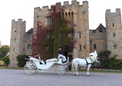 Yang and Chengyang outside Hever Castle in a horse drawn carriage